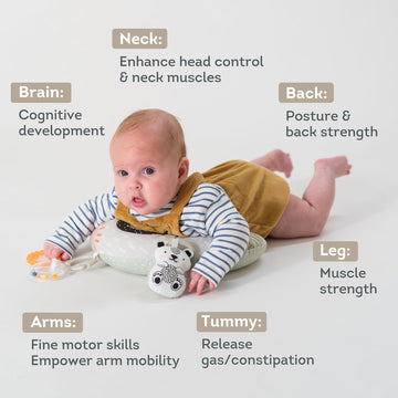 Taf Toys Ergonomic Tummy Time Cushion With Teether And Rattle - Soft And Supportive Baby Cushion For Enhanced Motor Skills Devel