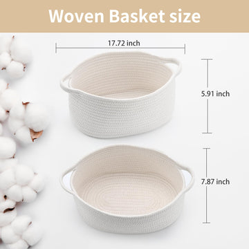Cute Woven Storage Basket With Handle, Container For Gifts Empty, Decorative Organizer Bins Box For Pet Dog Toys Baby Essentials