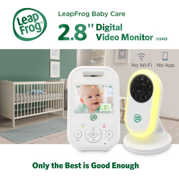 Leapfrog Lf2423 Baby Monitor, 2.8 Screen Video Monitor With Camera, 2-Way Audio, 1000Ft Range, Night Vision, Soothing Lullabi