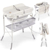 DZMDIP Baby Bathtub with Foldable Changing Table, Standing Infant Bath Tub for Newborn Toddler Shower, Portable Diaper Changing