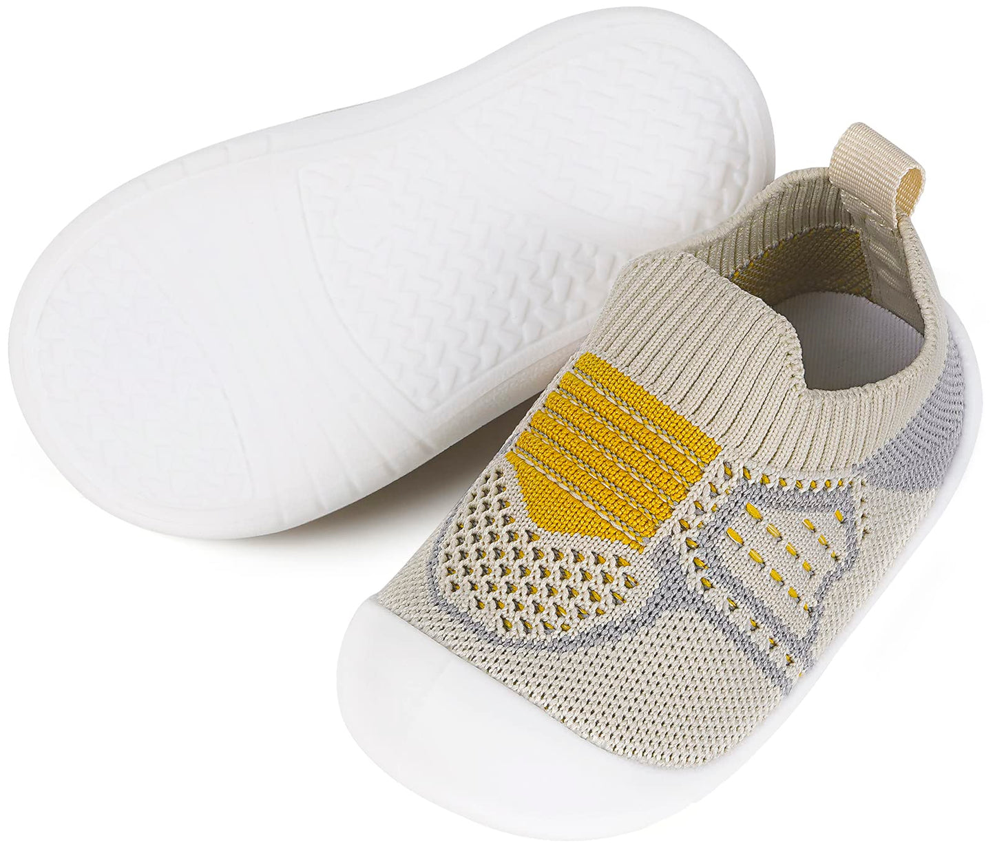 Baby Socks Boys Girls Breathable Walking Shoes Toddler Slippers Infant Shoes Toddle Sneaker With Soft Rubber Sole,Khaki-4