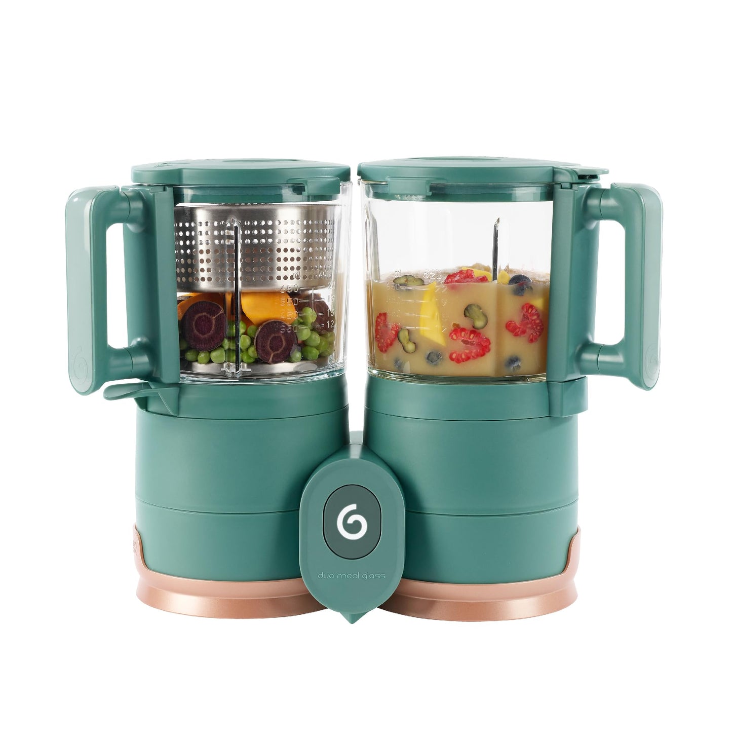 Babymoov Duo Meal Glass Food Maker - Baby Food Processor with Built-in Glass Steamer, Stainless Steel Basket, and Glass Blender