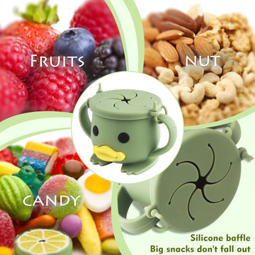 Silicone Snack Cups For Toddlers 2Pack| Spill Proof Food Containers| Baby Snack Catcher| Food Grade Silicone Bpa Free, Dishwashe