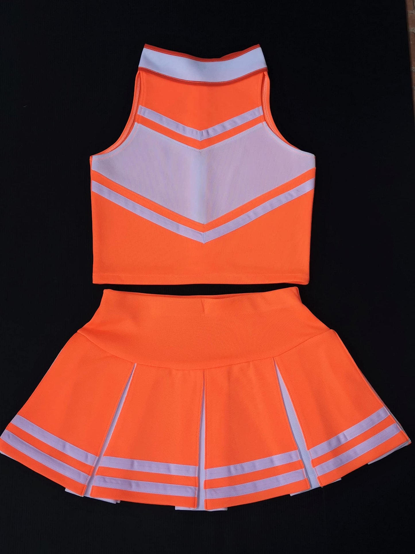 Total 2550 Little Girls' Cheerleader Cheerleading Outfit Uniform Costume Cosplay Neon Orange/White (M / 5-8)