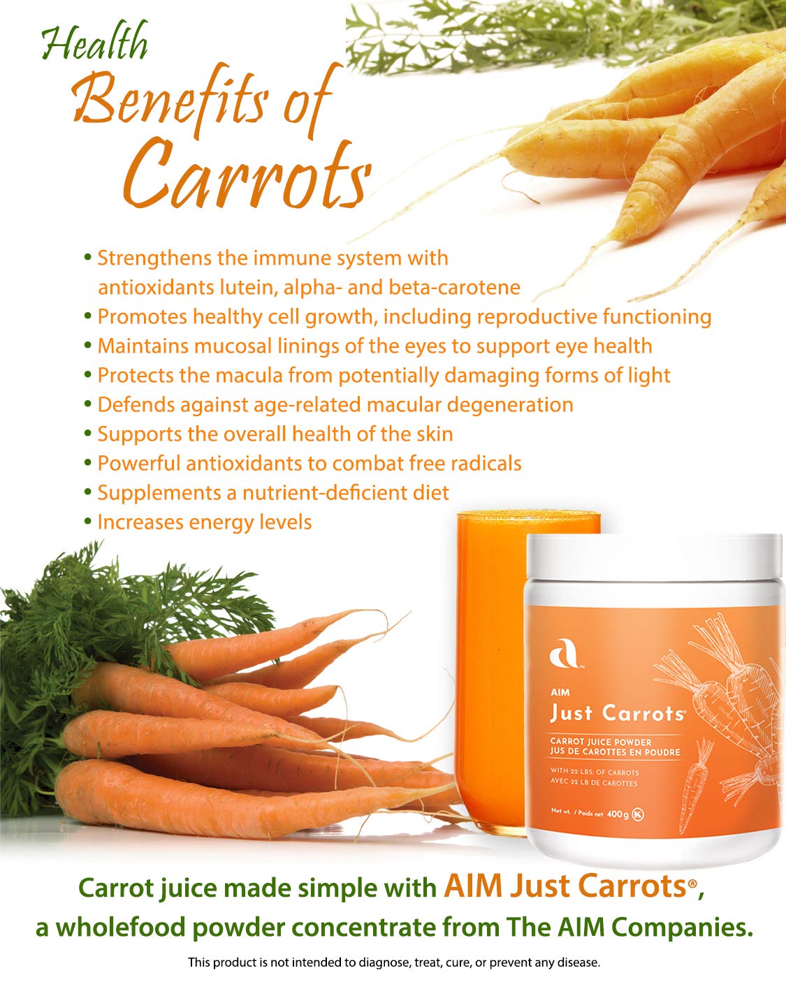 Aim Just Carrots For Great Carrot Juice Net Wt,14.1Oz/400G By Aim International