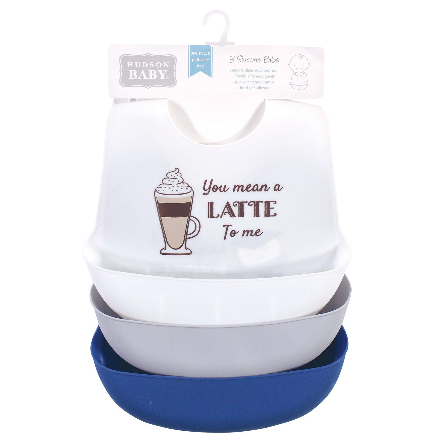 Hudson Baby Unisex Baby Silicone Bibs, You Mean A Latte, One Size