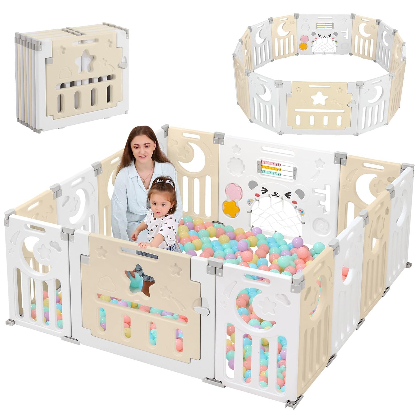 Baby Playpen, Dripex Foldable Playpen For Babies And Toddlers, 60X60In Of Baby Play Pen, Custom Shape, Easy Assemble And Storage