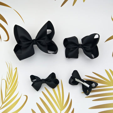 Black Bows For Girls,6Pcs Hand-Made Grosgrain Ribbon Hair Bows Alligator Clips Hair Accessories For Little Teen Toddler Girls Ki