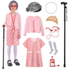 Watlie Old Lady Costume For Kids 100 Days Of School Costume For Girls, Granny Costume Old Lady Wig Halloween Grandma Costume For