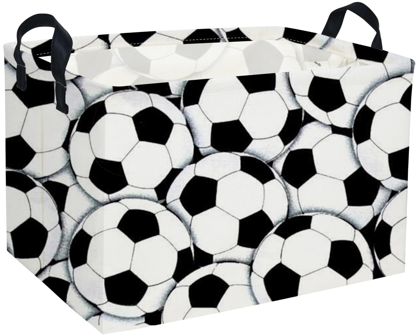 Sanjiaofen Rectangular Soccer Basket,Kids Baskets.Waterproof PE Coating Cute Bin with Handles.Boys Bins,Toys Box,Books Baskets,G