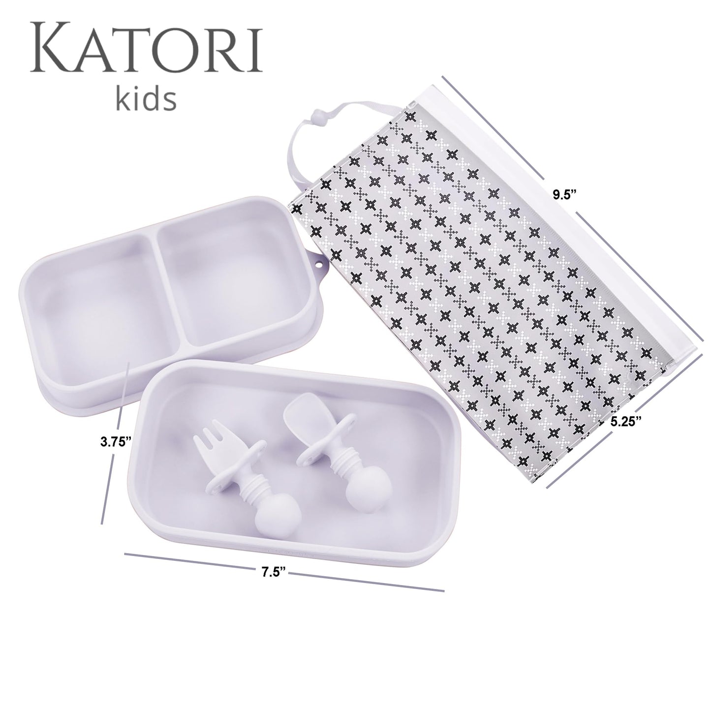 Katori Kids Suction Plate For Baby To Go | 5Pc Travel Silicone Baby Plate Feeding Set With Travel Bag | Toddler Plate | Baby Tra
