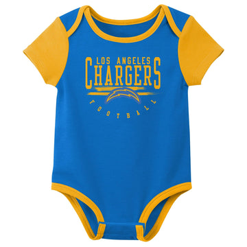 Outerstuff Nfl Newborn Baby And Infant Short Sleeve Bodysuit Variety 3-Pack - Los Angeles Chargers, 18M