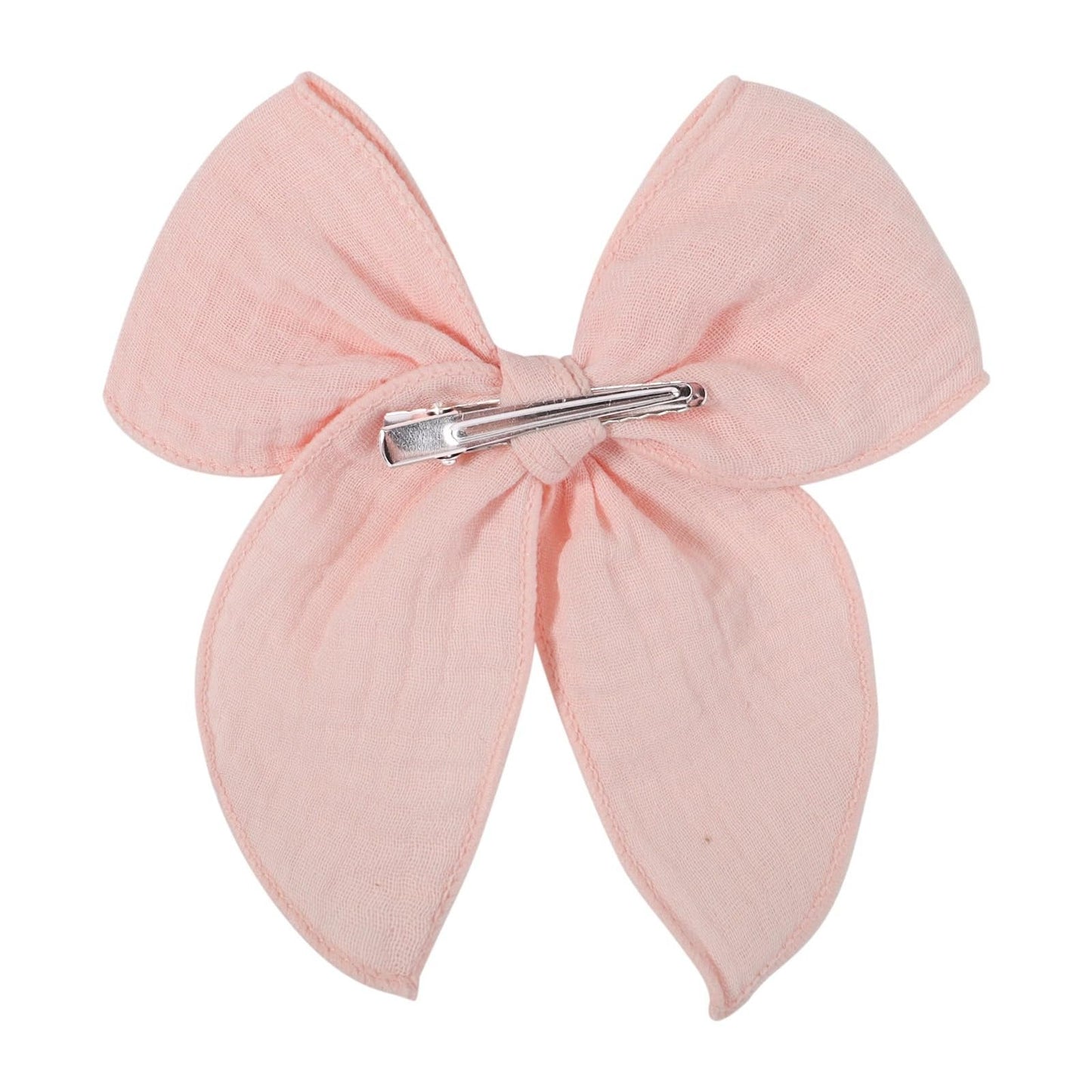 5.5 Inch Red Fable Hair Bow: Handmade Linen Cotton Hair Clip For Girls - 1 Pcs