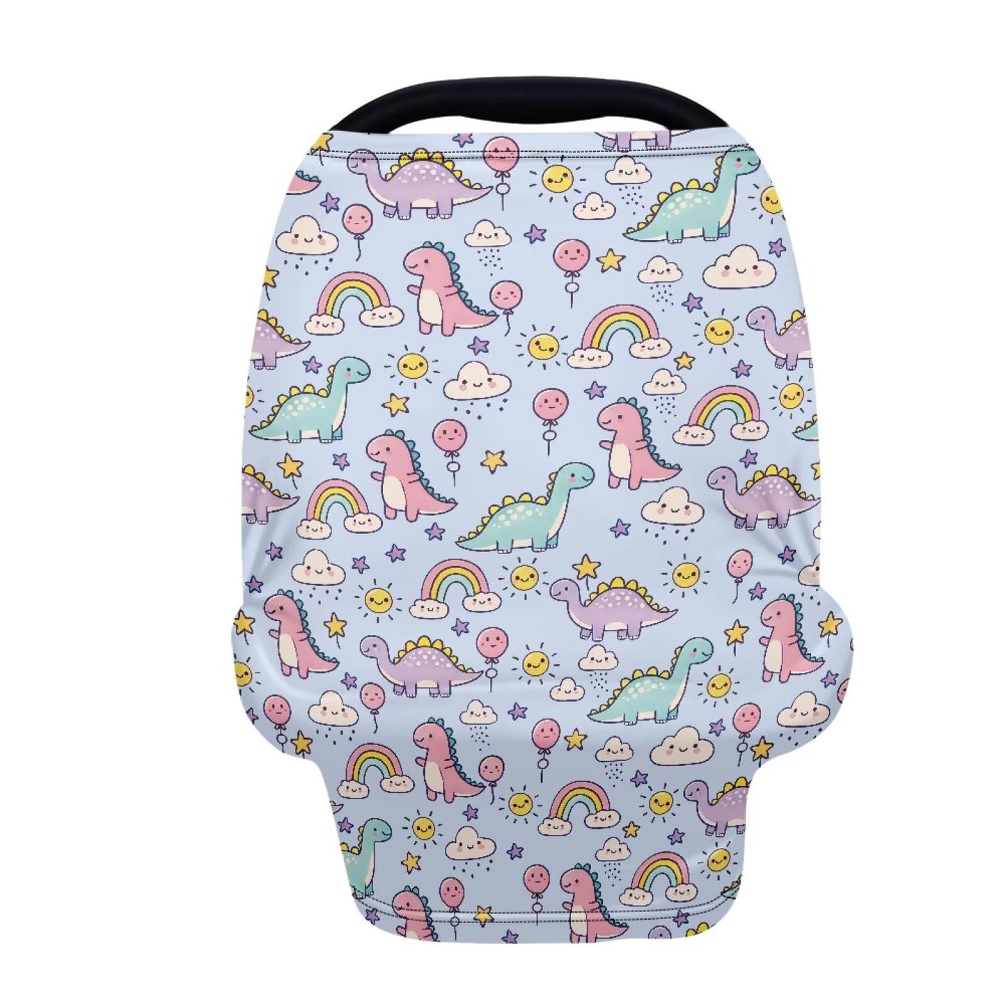 Biyejit Dinosaur Clouds Baby Car Seat Cover, Infant Carseat Canopy, Nursing Breastfeeding Cover, Stretchy Carrier Covers for Str