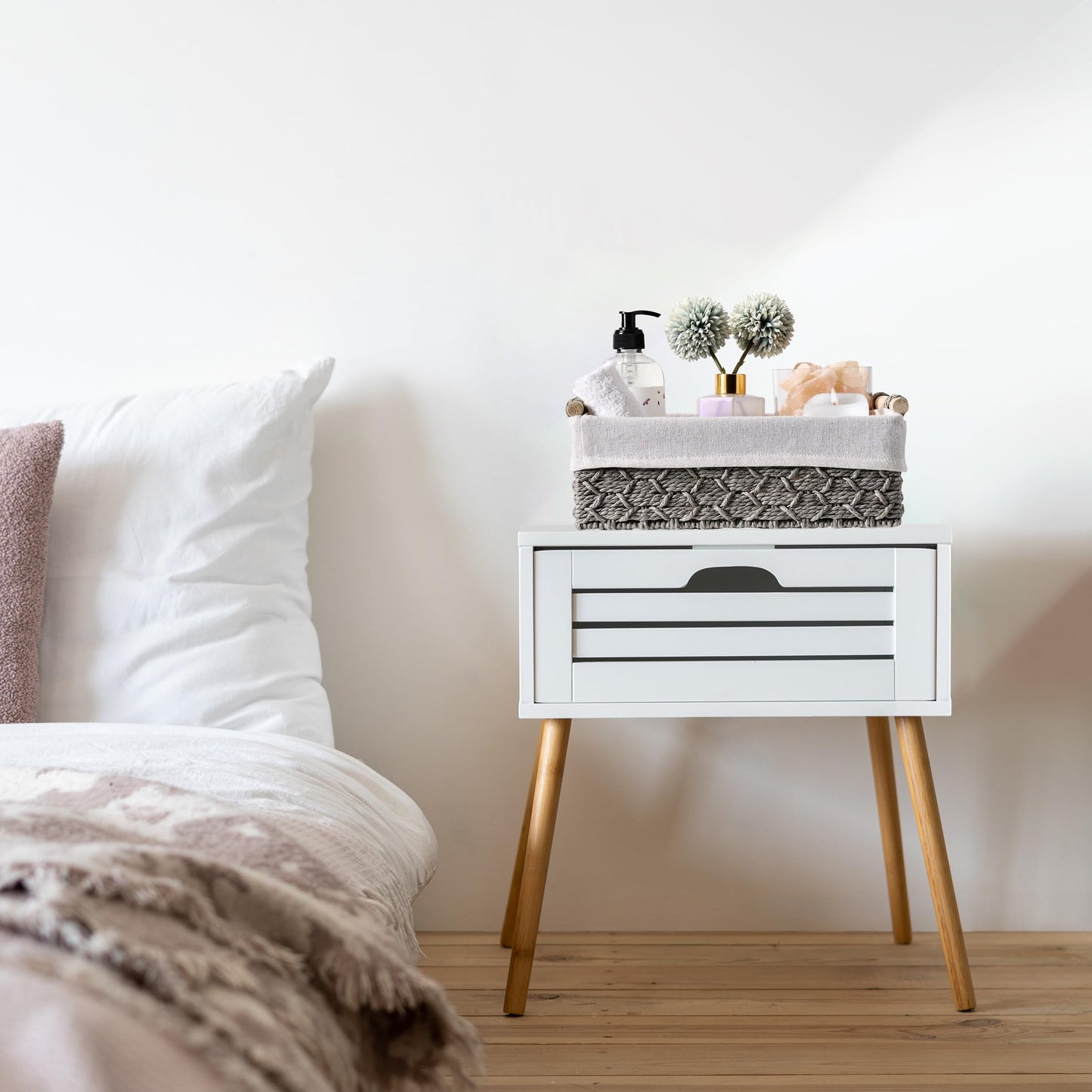 Sorbus Storage Wicker Baskets - 2 Decorative Gift Baskets For Baby Room, Bedroom, Nursery - Lined Paper Rope Baby Basket Set For