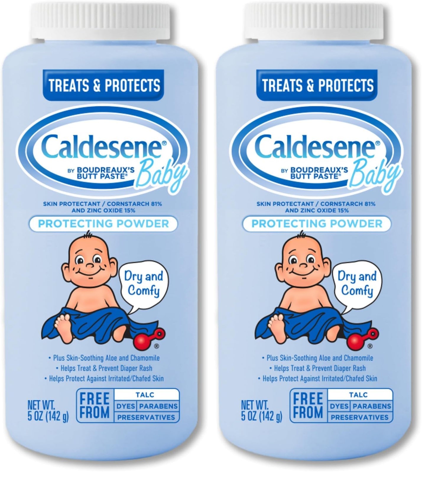 Caldesene Baby Cornstarch Powder with Zinc Oxide, 5 oz (Pack of 2)
