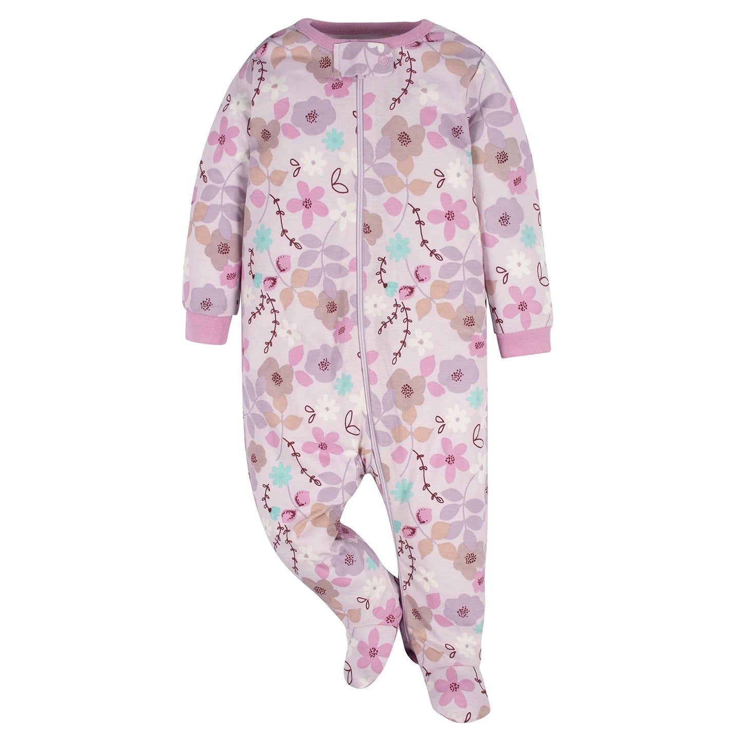 Gerber Baby Girls 4 Pack Sleep 'N Play Footie Lavender Garden Preemie