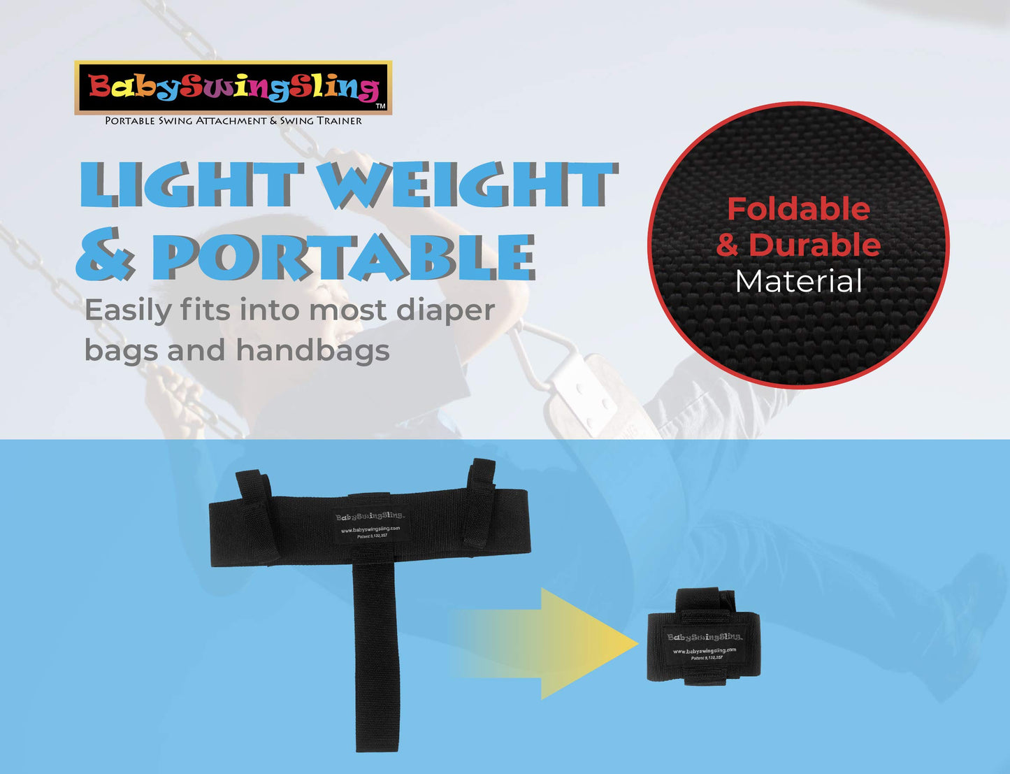 Babyswingsling - This Baby Swing Attachment Converts Standard Park Swings For Infants And Toddlers - Portable, Lightweight, Hold