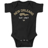 Retro Pennant Baby Apparel For New Orleans Football Fans (Nb-7T) (Black Onesie, 12 Months)