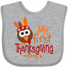 Inktastic My 1St Thanksgiving Cute Turkey With Feathers Baby Bib Heather Grey 3C6A9