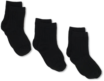 Jefferies Socks Little Boys' Rib Crew Socks 3 Pair Pack, Black, Toddler