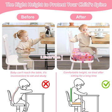 Totidyh Toddler Booster Seat For Kitchen Chair, Non-Slip Kids Dining Table Booster Seat With Adjustable Safer Straps, Portable B