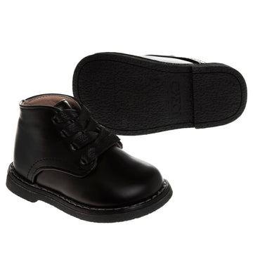 Josmo Baby Boys Girls Unisex Walking Shoes First Step Walker - Lightweight Synthetic Dress Boots Non-Slip Bottom High Top - Blac