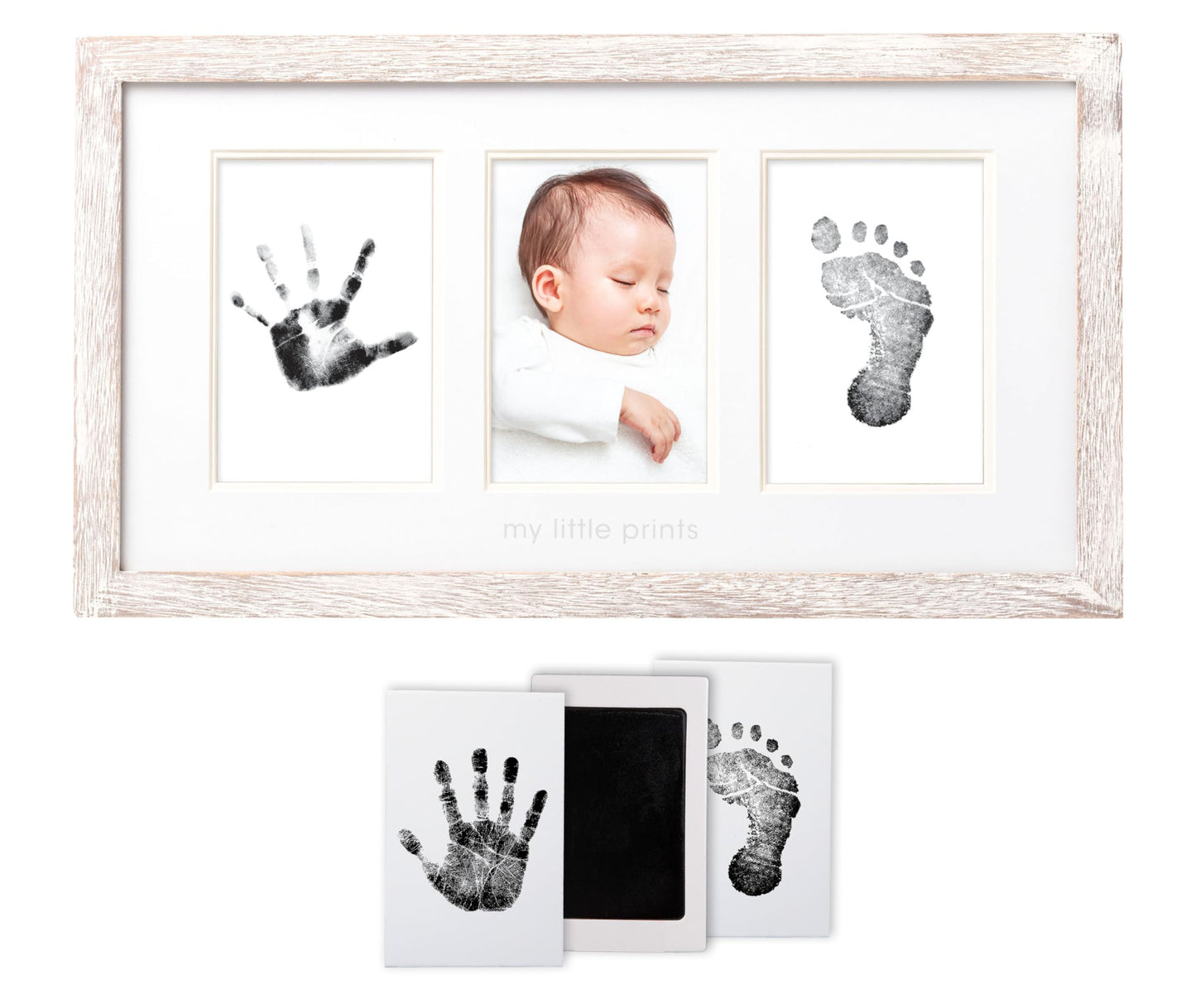 Pearhead My Little Prints Newborn Handprint & Footprint Frame Kit - No Mess Clean Touch Ink Pad, Gender-Neutral Keepsake, Ideal