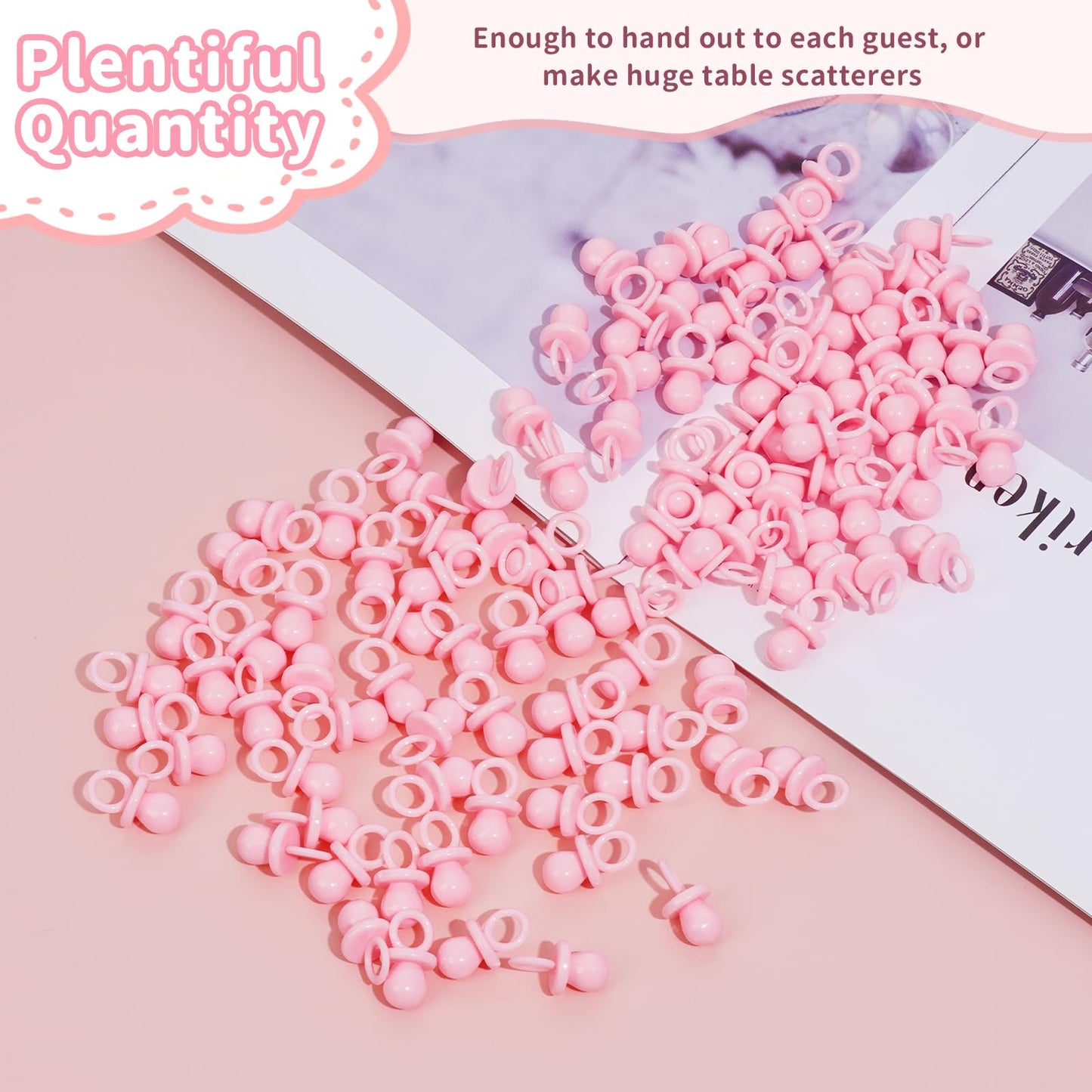 200 Mini Pacifiers Baby Shower Game Girl, 0.86 Plastic Pacifiers Baby Shower Game, Bulk Baby Shower Pacifiers For Gender Reveal