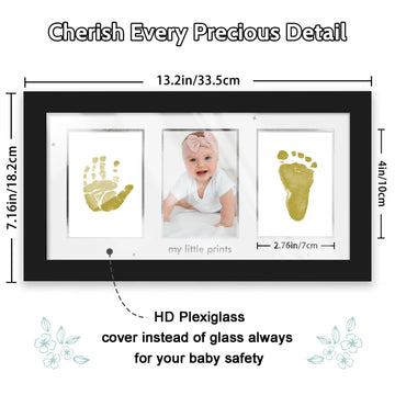 Hamuiers Baby Hand And Footprint Kit, Newborn Keepsake Frame, Inkless No Mess Clean-Touch Ink Pad For Baby Handprint And Footpri