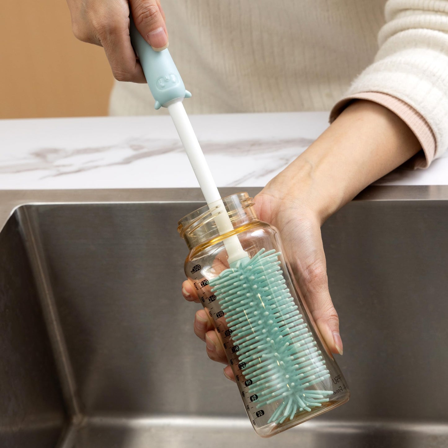 Chemimoso Silicone Bottle Cleaning Brush, 13.4' Long Handle Water Cup Bottles Cleaner For Baby Bottles, Stanley Mug, Sports Bot