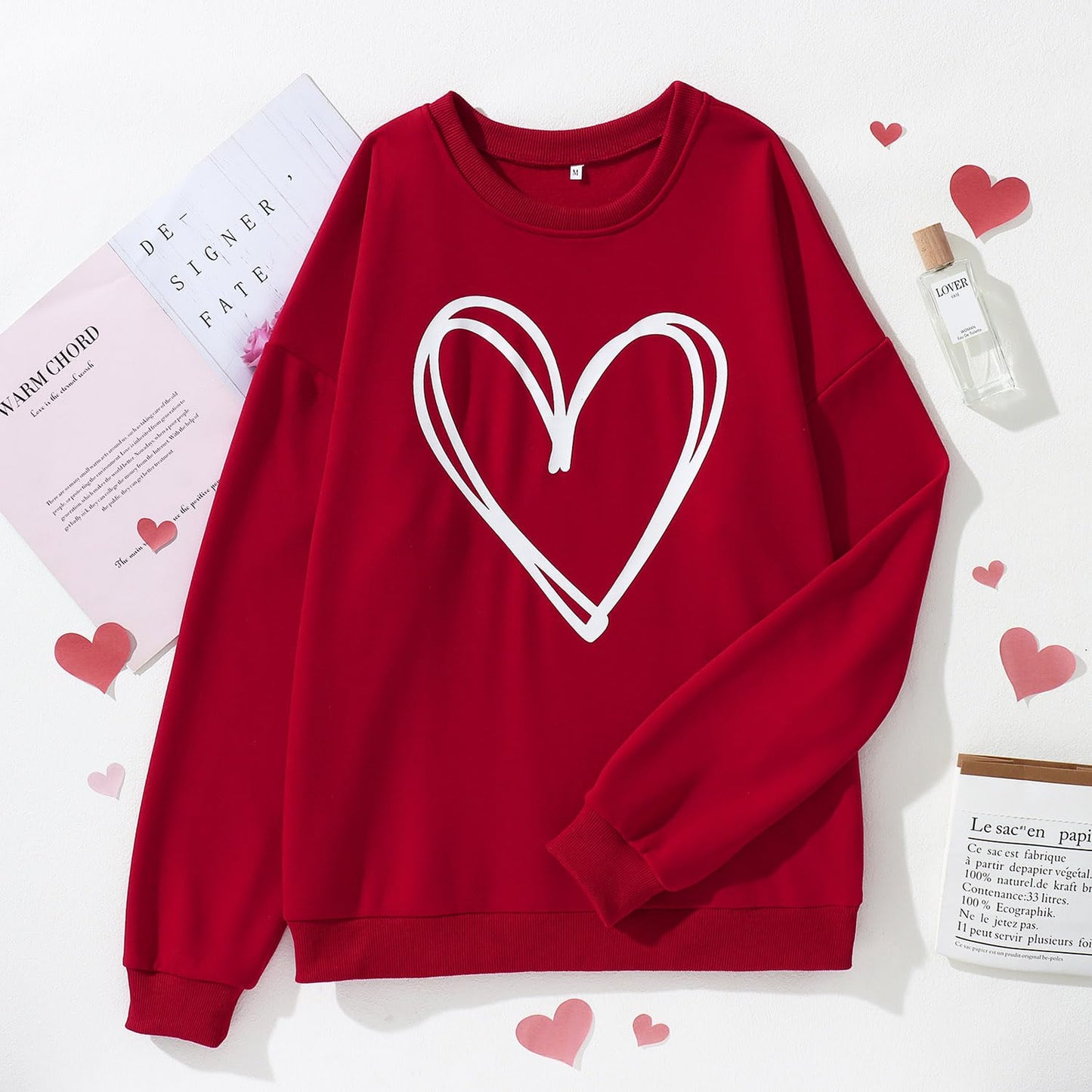 Mommy And Me Valentine'S Day Sweatshirt Love Heart Graphic Family Matching Pullover Casual Long Sleeve Shirt Tops (Mom-Red, X-La