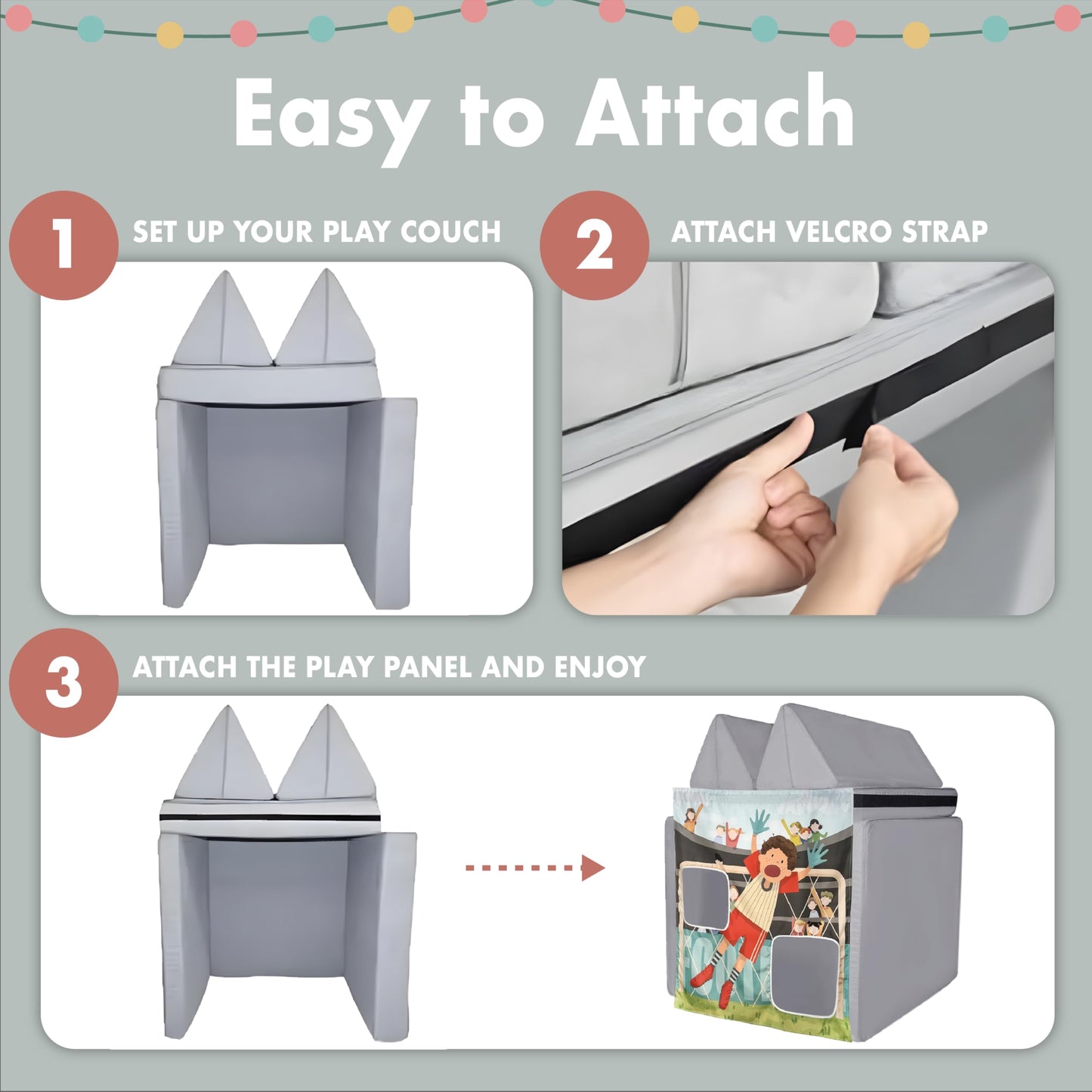 Play Panel For Kids Play Couch Childrens Foam Sofa Modular Play Panel For Toddler (Sofa Not Included) (Soccer Play)
