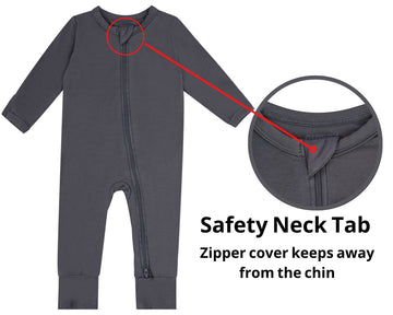 Rayon Footless Baby Pajamas, 2 Way Zipper Baby Romper Girl 6-12 Months Sliver Grey