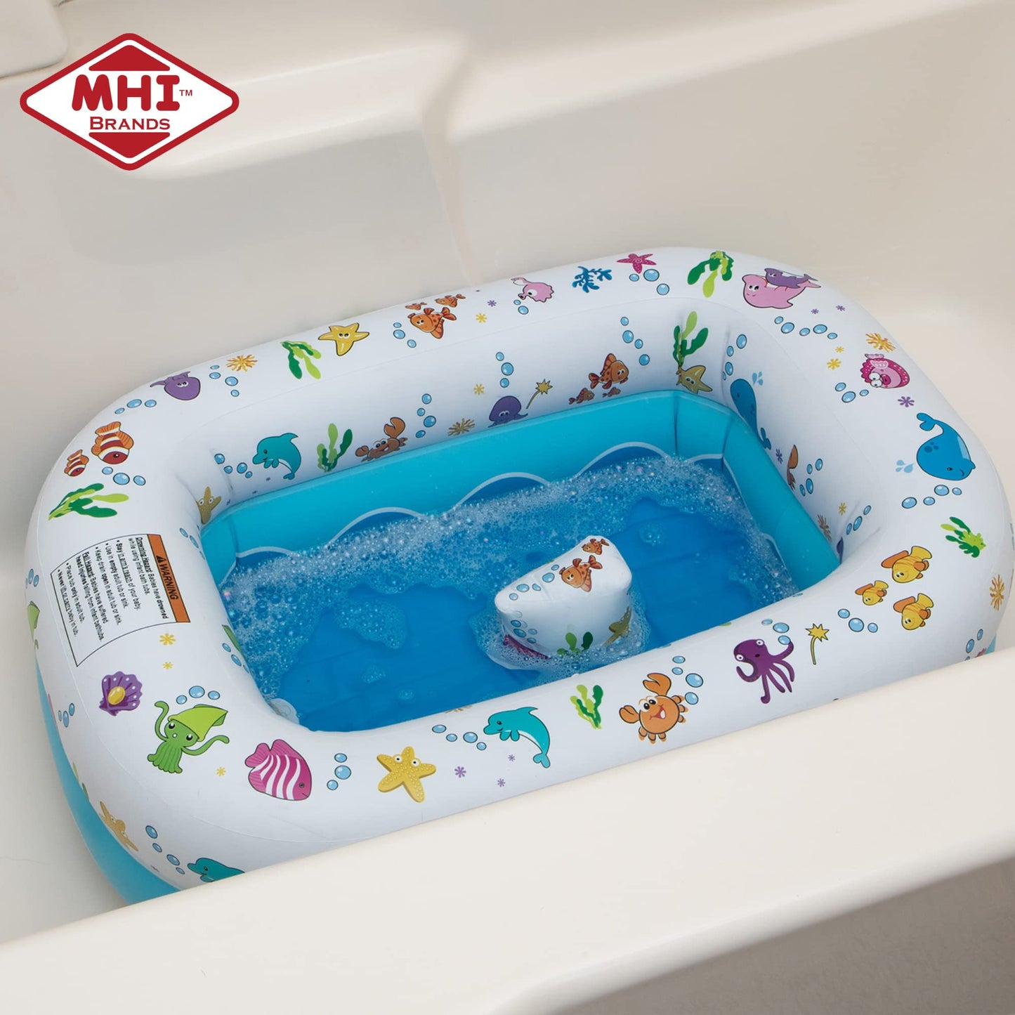 Mommy'S Helper | Inflatable Under The Sea Baby Bathtub, Collapsible Safe Baby Bath Tub With Anti-Sliding Saddle Horn Seat, Must