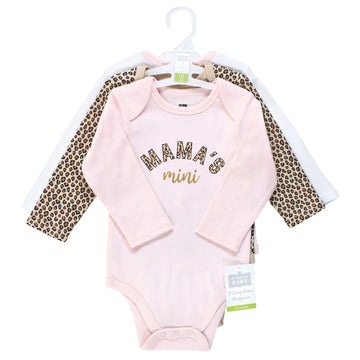 Hudson Baby Unisex Baby Cotton Long-Sleeve Bodysuits, Leopard Mamas Mini, 9-12 Months