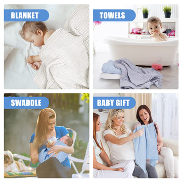 Winreal Muslin Baby Bath Towels Set 3 Pack Ultra Soft And Absorbent Baby Towels Infant Toddler Blanket Towel 6-Layer Natural Cot