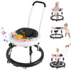 Baby Walker, Foldable 9-Gear Height Adjustable Baby Walker with Wheels, Infant Toddler Walker with Music Disk, Anti-Fall Baby Wa