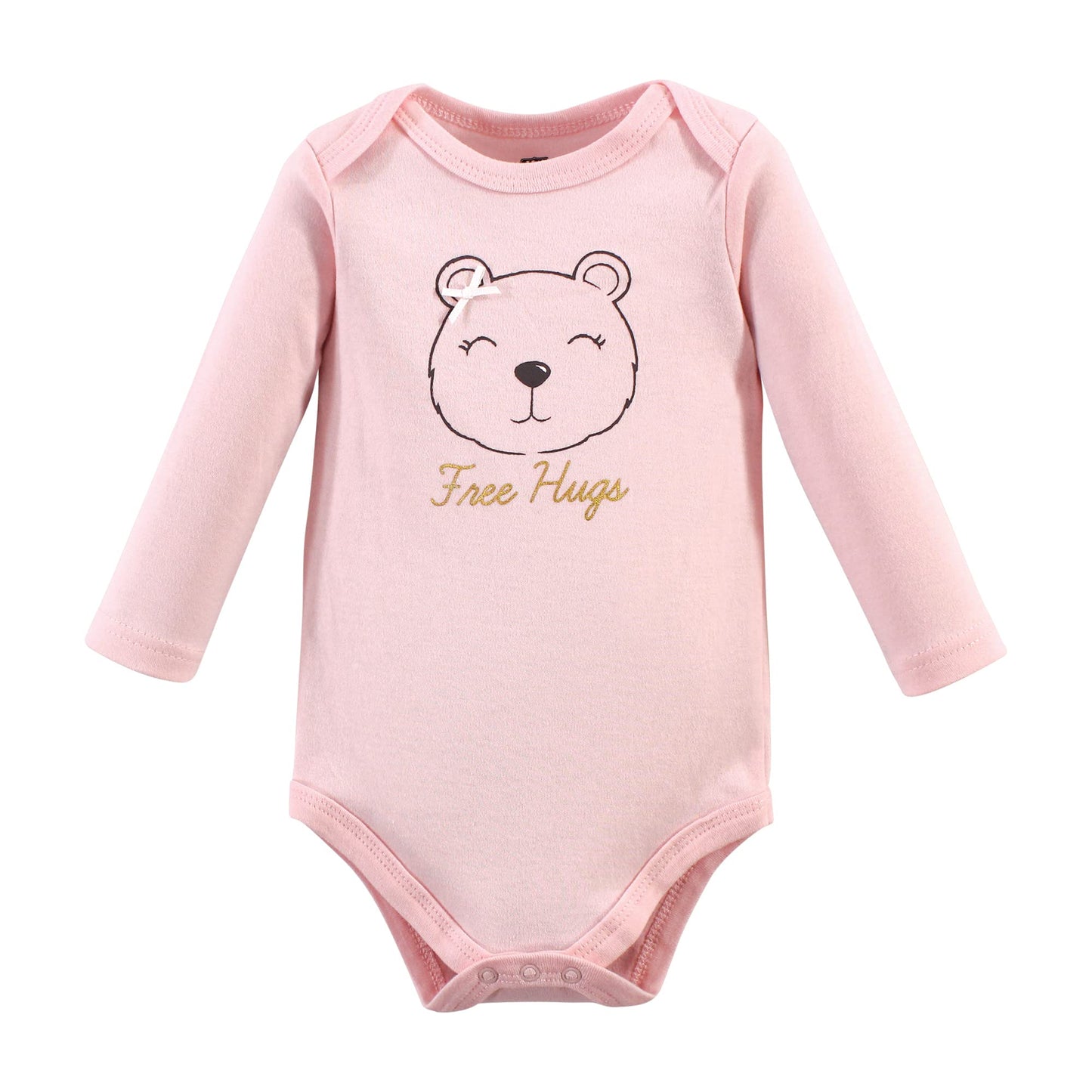 Hudson Baby Unisex Baby Cotton Long-Sleeve Bodysuits, Girl Baby Bear, 3-6 Months