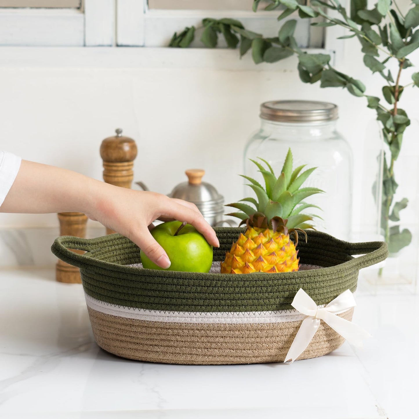 Chicvita Small Storage Basket For Gifts Empty, Cute Decorative Basket For Living Room, Baby Gift Basket For Nursery, Rope Basket