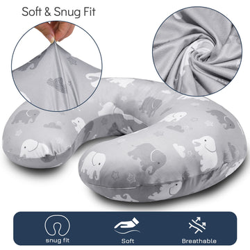 Tanofar Nursing Pillow Cover, Elephant Breastfeeding Pillow Slipcover For Baby Boys & Girls, Animal Nursing Pillow Case For Newb