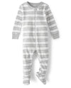 The Children'S Place,And Toddler Boys Long Sleeve 100% Cotton Zip-Front One Piece Footed Pajama,H/T Mist,3-6 Months