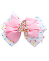 Birthday Hair Bow For Baby Girls 1 2 3 4 5 6 Years Sprinkle Decorations Confetti Ice Cream Party Pink Hair Accessories For Four