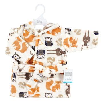 Hudson Baby Unisex Baby Plush Animal Face Bathrobe, Forest, 0-9 Months