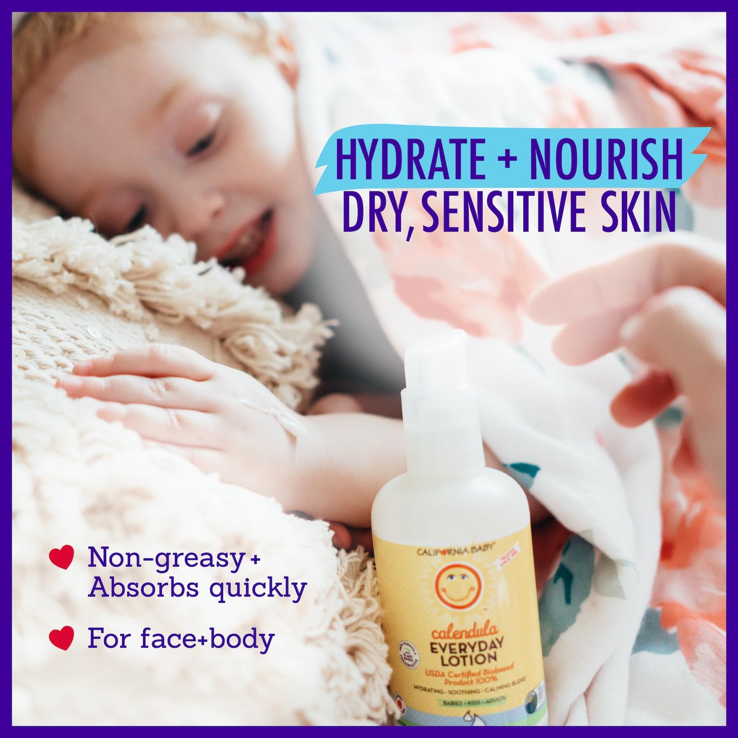 California Baby Calendula Lotion | 100% Plant-Based | Very Soothing Baby Lotion For Sensitive Skin | Lavender Kids Lotion | Alle