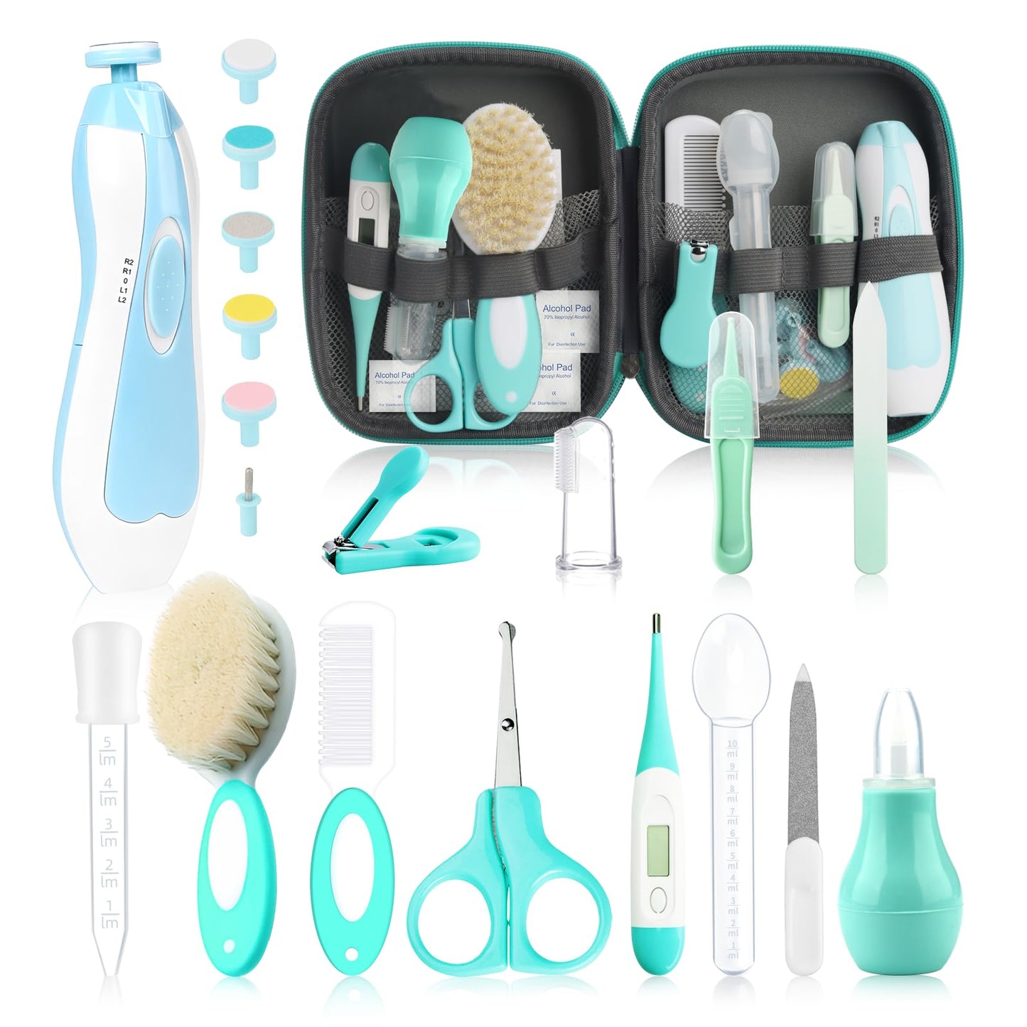 Baby Grooming Kit, Electric Safety Nail Trimmer Baby Nursery Kit,Infant Safety Care Set With Hair Brush Comb Nail Clipper Nasal
