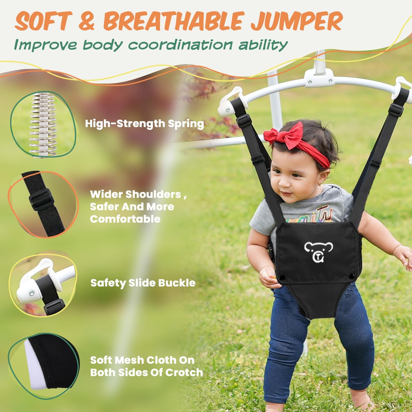 2 In 1 Baby Jumper & Swing, Baby Jumper For Indoor And Outdoor Use, Baby Swing With Foldable Stand, Stable Toddler Swing Set