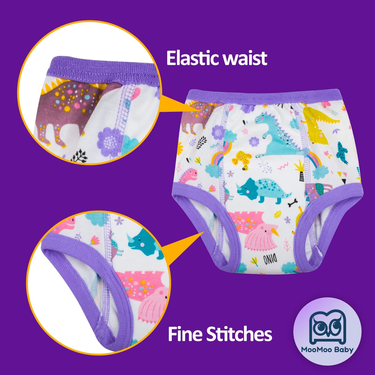 Moomoo Baby 8 Packs Potty Training Pants Cotton Absorbent Training Underwear For Toddler Baby Gir 5T