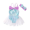 Zfzdren 3M-6Y Infant Baby Girls Mermaid Swimwear Toddler Girl Mermaid Tulle Bathing Suit Kids Beach Bikini Outfits (18-24 Months