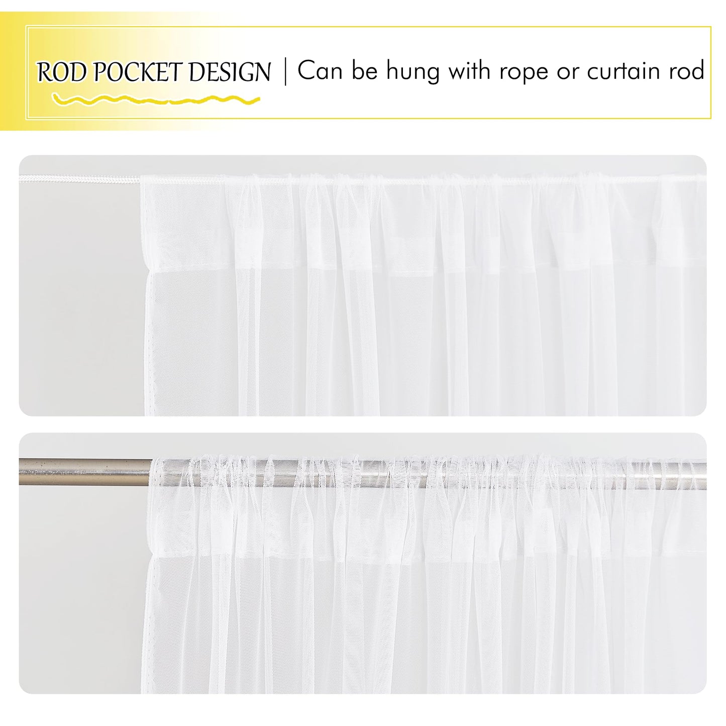 Nicetown 2 Panels Outdoor Mosquito Netting For Patio Waterproof, Extra Wide 118' Airy Mesh Net Outdoor Sheer Curtains Privacy,